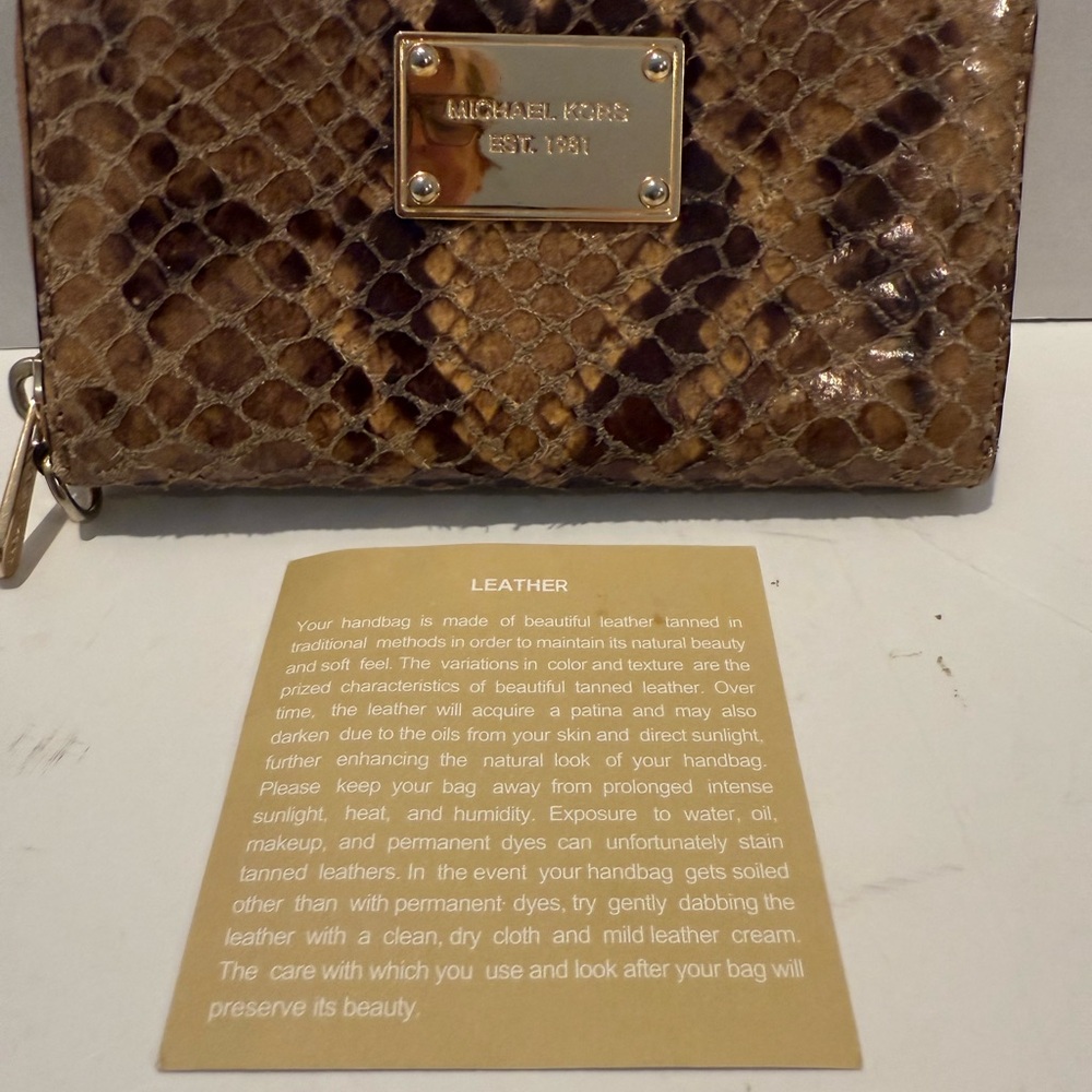 Euc Michael Kors Brown Python Snake Print Wallet - image 8